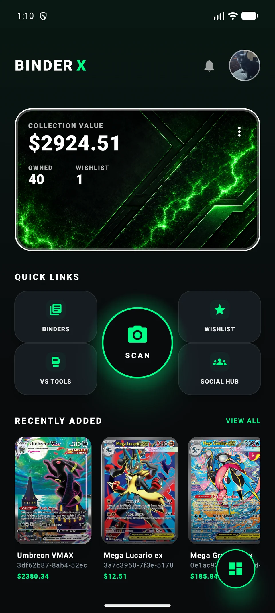 Binder X collection dashboard