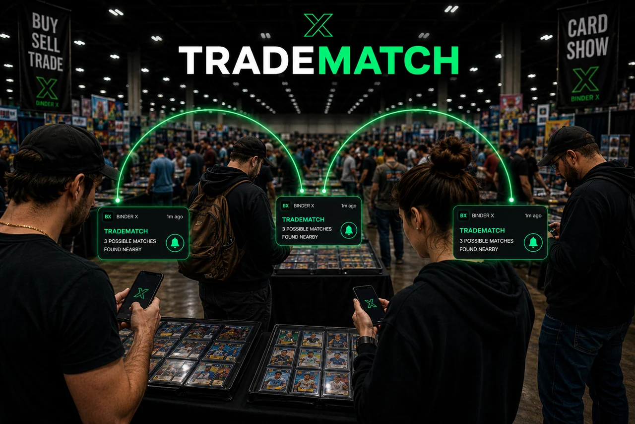 Binder X Trade Match connecting collectors at a card show
